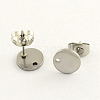 Non-Tarnish 304 Stainless Steel Stud Earring Findings STAS-R063-35-10mm-1