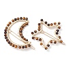 2Pcs Moon & Star Alloy with Natural Tiger Eye Hollow Hair Barrettes PHAR-JH00105-04-1