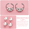 Unicraftale 6Pcs Heart 304 Stainless Steel Open Cuff Ring Findings STAS-UN0055-84-2