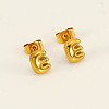 Chunk Letter 304 Stainless Steel Stud Earrings for Women EJEW-G386-01E-G-1