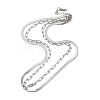304 Stainless Steel Paperclip & Herringbone Chains Double Layer Necklace for Men Women NJEW-E046-01P-1