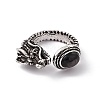 Dragon Head Natural Gemstone Cuff Rings RJEW-G273-03AS-3