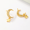 Star Moon Brass Stud Earrings IA7591-2