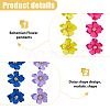 FIBLOOM 4 Pairs 4 Colors Alloy Flower Dangle Stud Earrings for Women EJEW-FI0002-99-10