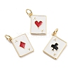 Playing Card Rack Plating Brass Enamel Pendants KK-G512-11G-1