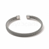 Non-Tarnish 304 Stainless Steel Flat Mesh Chain Shape Open Cuff Bangle for Women BJEW-C033-09P-2