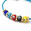 Lampwork Evil Eye & Brass Beaded Bangle BJEW-L679-04G-06-3