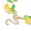 Flower Glass & Acrylic Charm Bracelets BJEW-JB10443-05-4