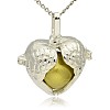 Silver Color Plated Brass Hollow Heart Cage Pendants KK-J241-01S-1