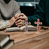 4Pcs 4 Colors Religion Alloy Enamel Crucifix Cross Statue Display Decorations DJEW-UN0001-09-5