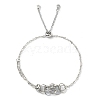 Natural Quartz Crystal Bullet Link Slider Bracelets BJEW-JB09901-05-3