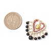 3Pcs 3 Styles Natural Black Onyx(Dyed & Heated) & Carnelian & Rose Quartz & Glass Seed Beads Pendants PALLOY-MZ00444-3