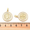 Rack Plating Brass Pave Shell Flat Round Pendants X-KK-C063-17G-3