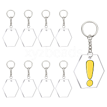 BENECREAT DIY Hexagon Acrylic Blank Pendant Keychain Making Kits DIY-BC0001-61P