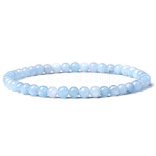 4mm Round Natural Aquamarine Beads Bracelet for Men KG3069-23