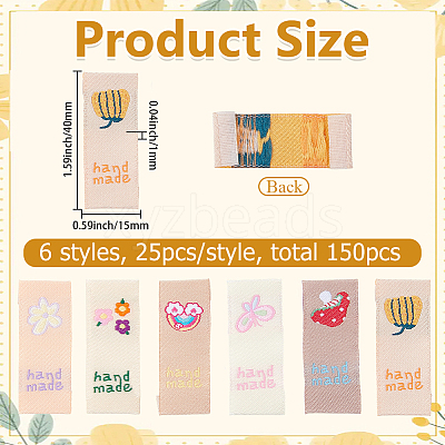 150Pcs 6 Styles Polyester Rectangle Clothing Label DIY-CY0003-85-1