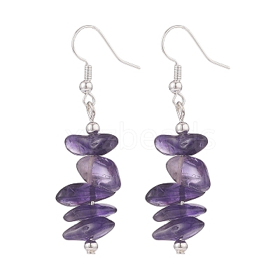 Natural Amethyst Chips Beaded Jewelry Set X-SJEW-JS01232-03-1