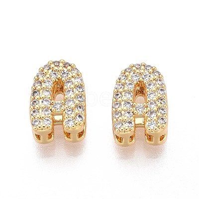 Brass Micro Pave Clear Cubic Zirconia Beads KK-T071-17G-A-1