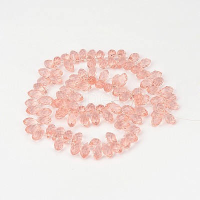 Faceted Teardrop Glass Beads Strands GLAA-J068-01-1