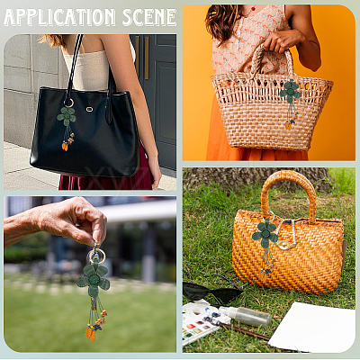 Leather and Alloy Keychain HJEW-WH20022-04B-10-1