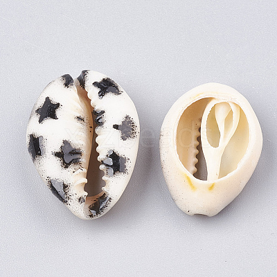 Printed Cowrie Shell Beads X-SHEL-S274-03F-1