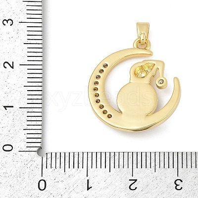Brass Micro Pave Clear Cubic Zirconia with Glass Pendants KK-G524-01G-03-1