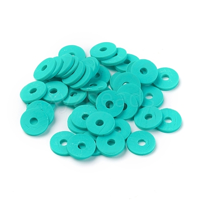 Flat Round Handmade Polymer Clay Beads CLAY-R067-8.0mm-34-1
