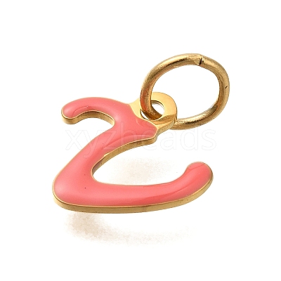 Ion Plating(IP) 304 Stainless Steel Enamel Alphabet Charms STAS-F308-02G-V-1