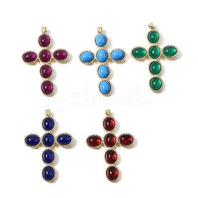 Brass Glass Pendants KK-Z155-09G-01-1