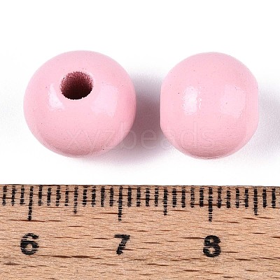 Spray Painted Round Natural Schima Wood Beads WOOD-A018-12mm-05-1