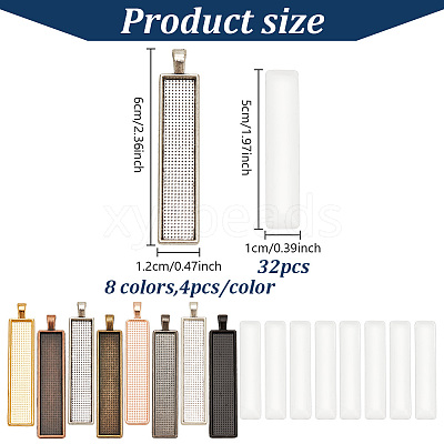 DIY Blank Rectangle Alloy Pendants Making Kits DIY-AN0001-11-1