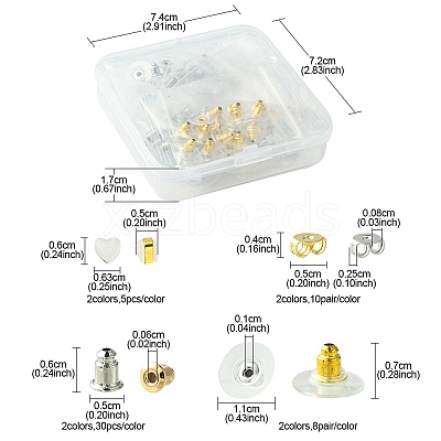 142Pcs 8 Style Brass & Silicone Earring Nuts KK-YW0001-44-1