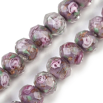 Handmade Gold Sand Lampwork Beads Strands LAMP-R141-10mm-25-1
