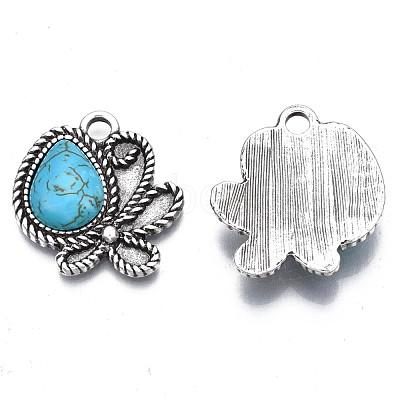 Synthetic Turquoise Pendants Settings for Enamel PALLOY-N157-030-1