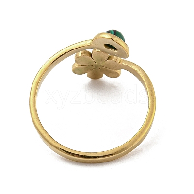 304 Stainless Steel with Synthetic Turquoise Ring Ion Plating(IP) RJEW-Z031-01C-03-1