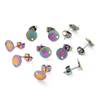 Ion Plating(IP) 304 Stainless Steel Stud Earring Findings STAS-O144-01A-M-1