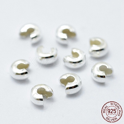 925 Sterling Silver Crimp Beads Cover STER-G027-27S-3mm-1