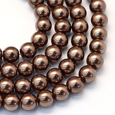 Baking Paint Pearlized Glass Pearl Round Bead Strands HY-Q330-8mm-52-1