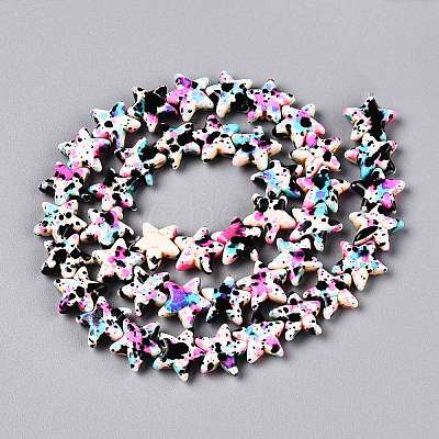 Spray Painted Synthetic Turquoise Beads Strands UNKW-T001-11F-1
