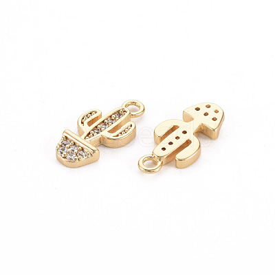 Brass Micro Pave Clear Cubic Zirconia Charms KK-S356-462-NF-1