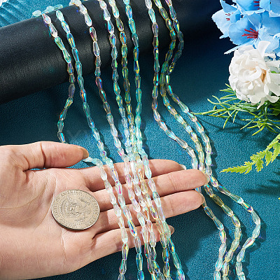 10 Strands 5 Colors AB Color Plated Transparent Glass Teardrop Beads Strands EGLA-TA0013-66-1