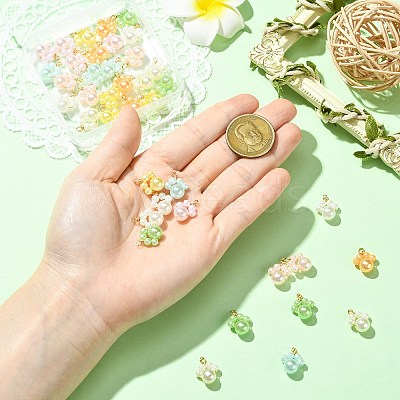 40Pcs 8 Style ABS Plastic Imitation Pearl Pendants PALLOY-CJ00177-1
