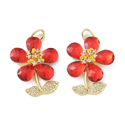 Brass Micro Pave Red Cubic Zirconia Pendants CU-CBA8C34-03G-1