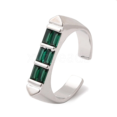 Brass Micro Pave Cubic Zirconia Cuff Open Rings for Women RJEW-L343-02P-02-1