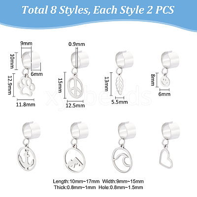 8 Pairs 8 Styles 304 Stainless Steel Cuff Earings EJEW-UN00005-1