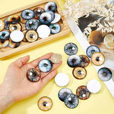 32Pcs 8 Colors Glass Cabochons GLAA-FH0001-92-1