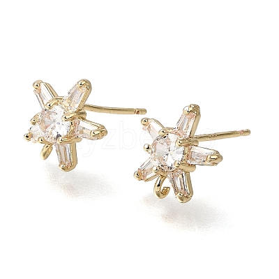 Brass Pave Cubic Zirconia Stud Earring Findings CU-CBAE189-04G-1