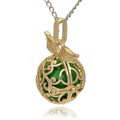 Golden Tone Brass Hollow Round Cage Pendants KK-J230-05G-1