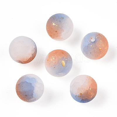 Frosted Baking Paint Crackle Glass Beads with Glitter Powder X1-DGLA-T004-01A-1