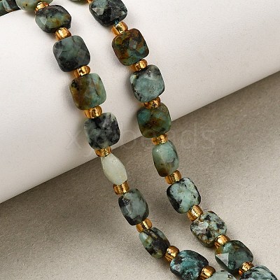 Natural African Turquoise(Jasper) Beads Strands GG-CBA96AE-A06-6x6mm-1